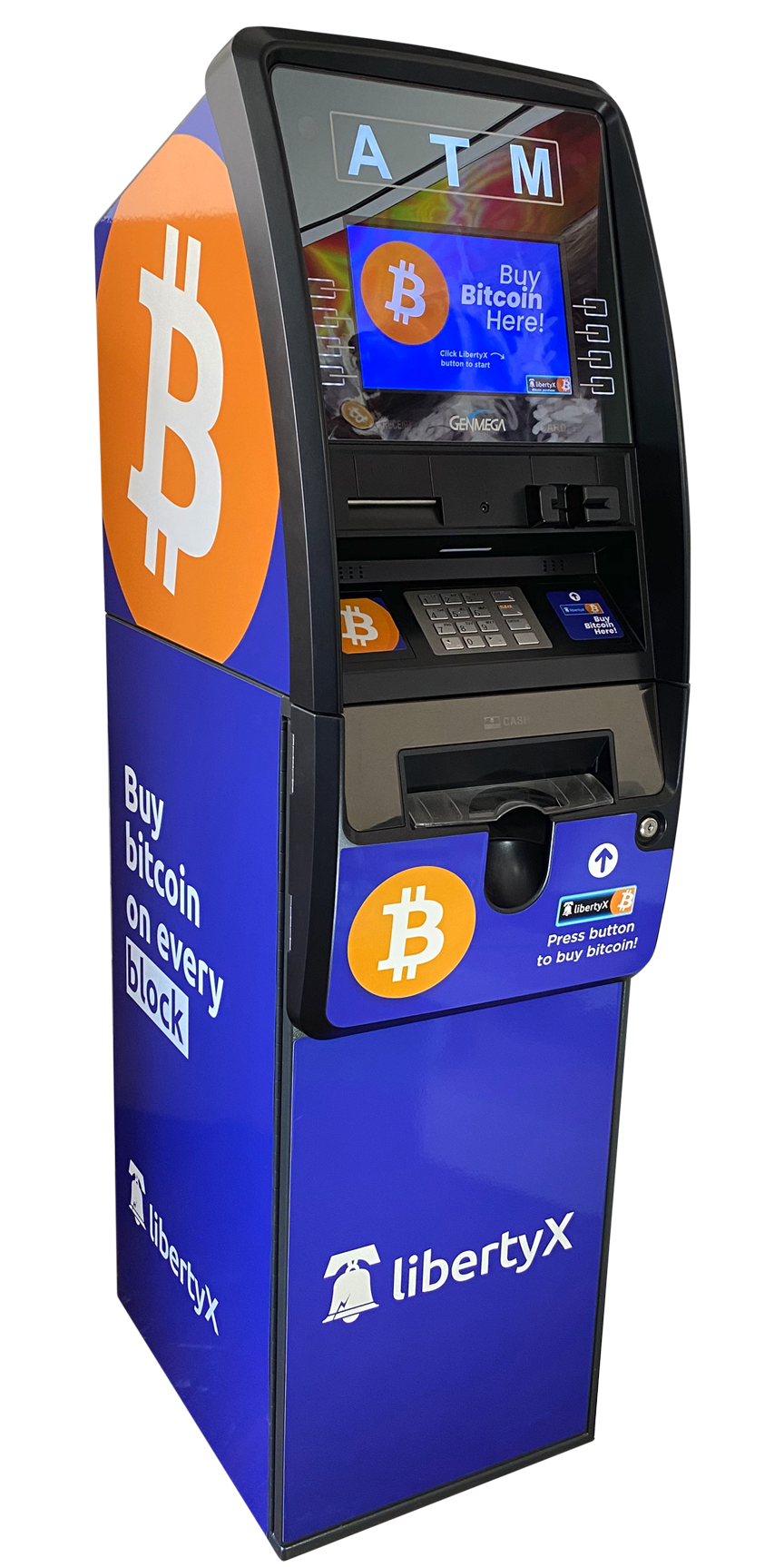 Ekran bitomatu wyświetlający menu wyboru kryptowalut jak Bitcoin i Ethereum